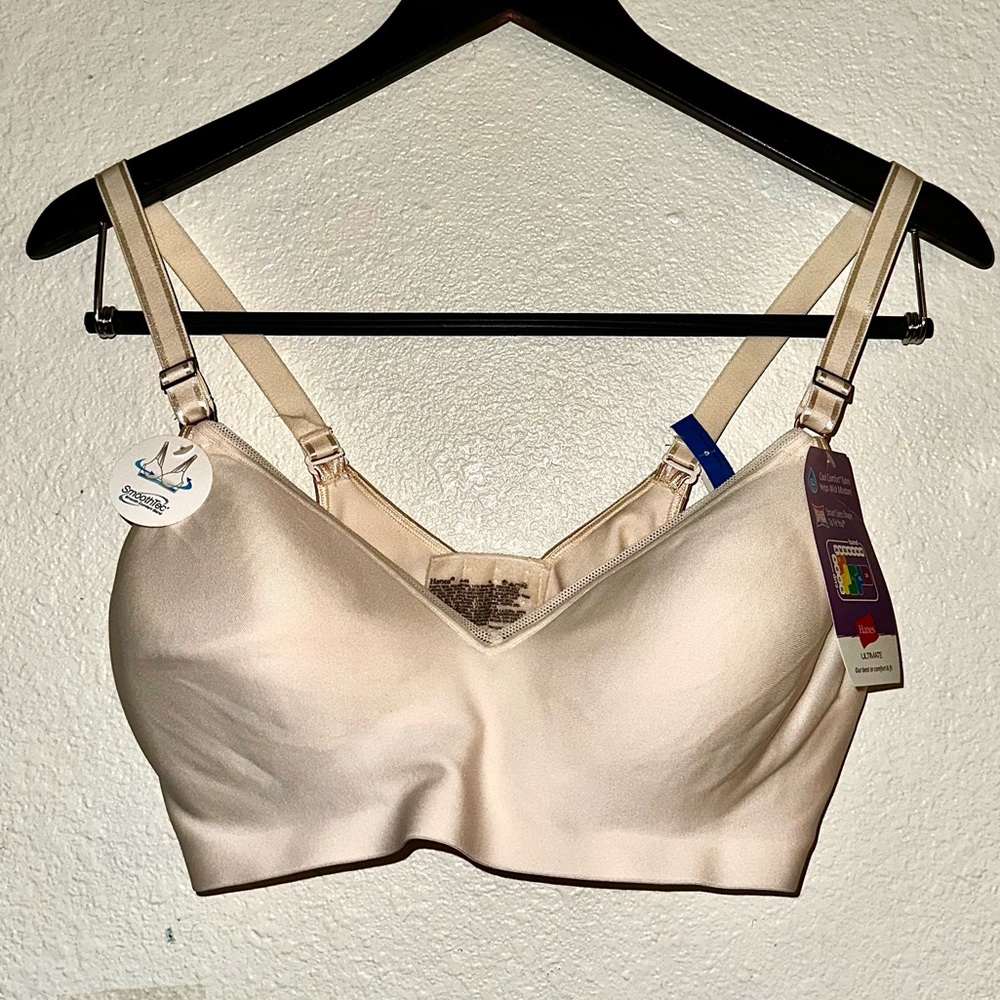 Hanes Eggshell Pink Wireless Padded Bra 42C
